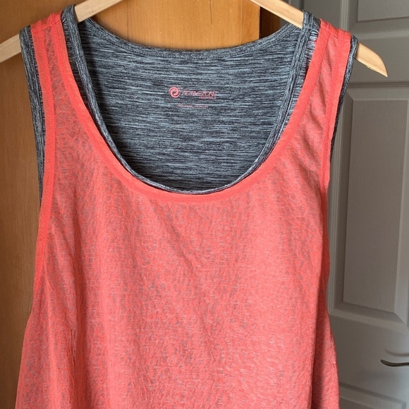 active zone Tops - Coral and Gray Athletic Tank Top 1X